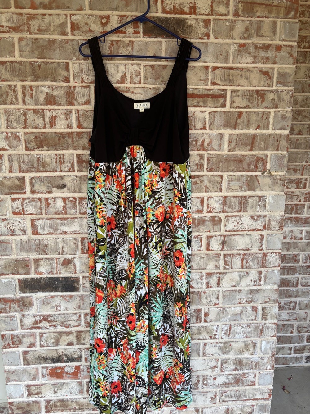 Soho Black Bodice Tropical Floral Maxi Dress